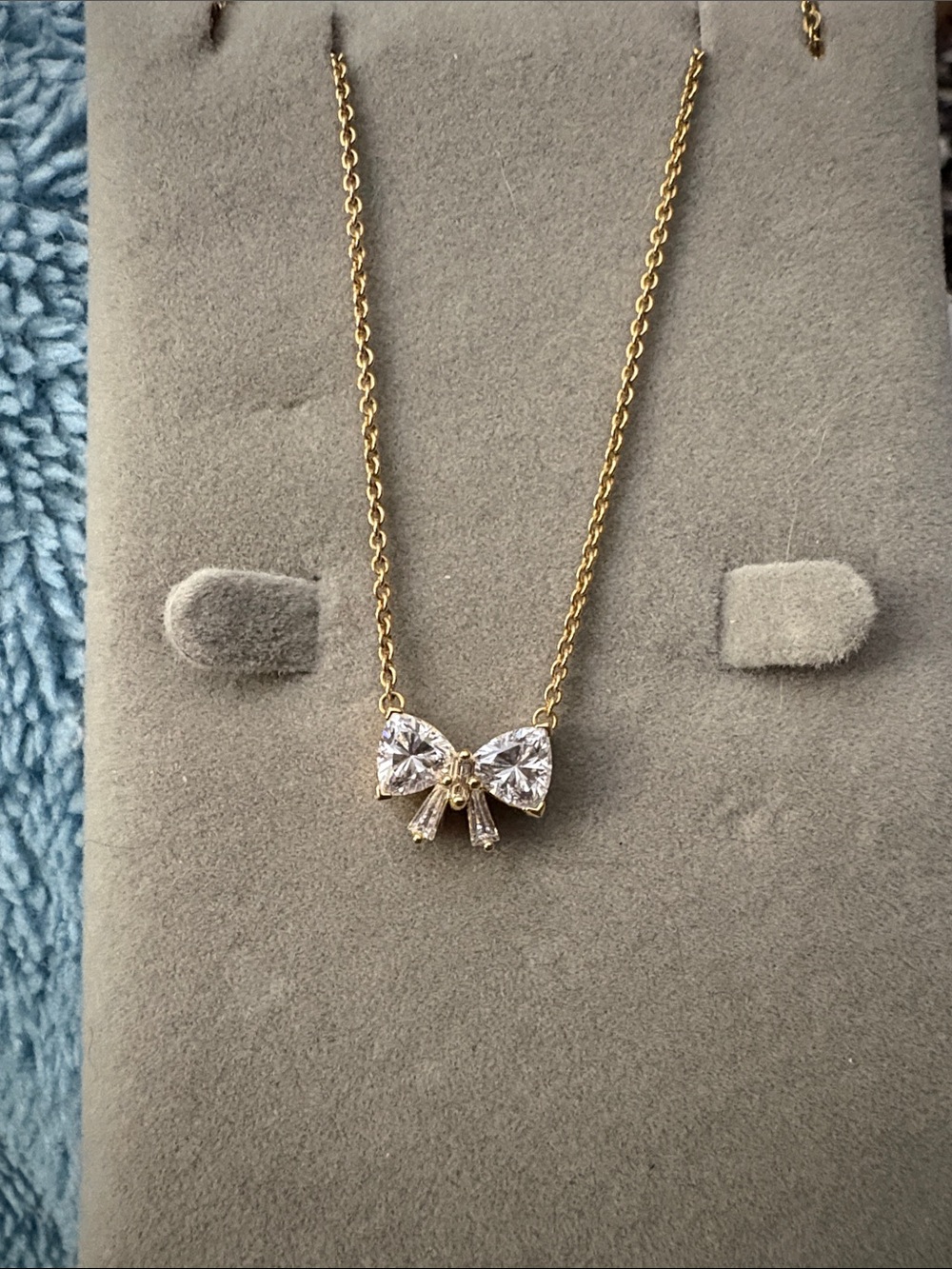 Pandora Gold Bow Necklace with Clear Stones